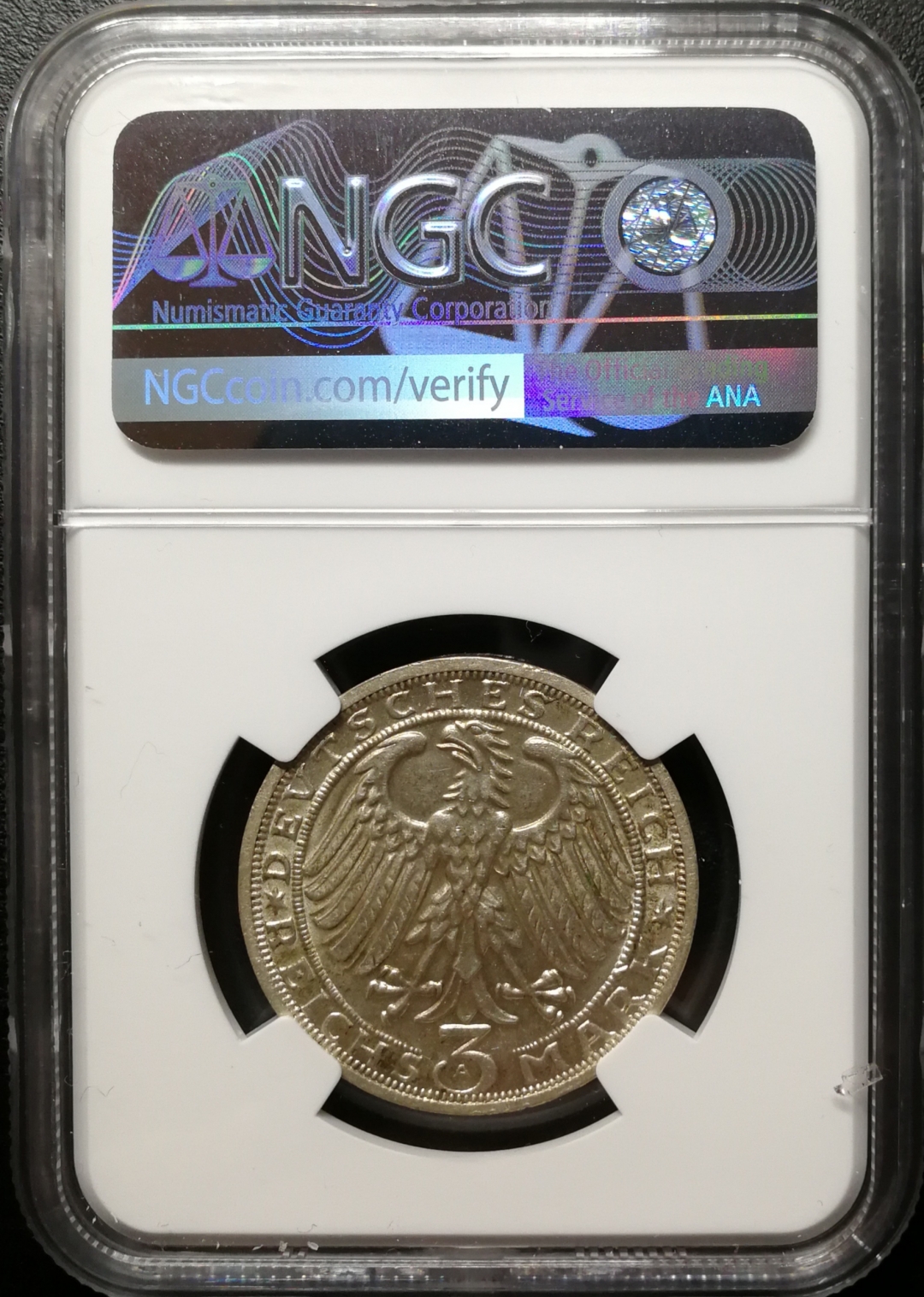 凡希社世界钱币微拍第七十五期 1928魏玛瑙姆堡3马克NGC-MS64