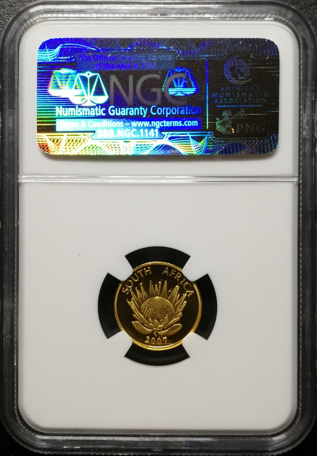 凡希社世界钱币微拍第七十五期 2007南非德克勒克演讲5兰特金币NGC-PF69UC1/10盎司