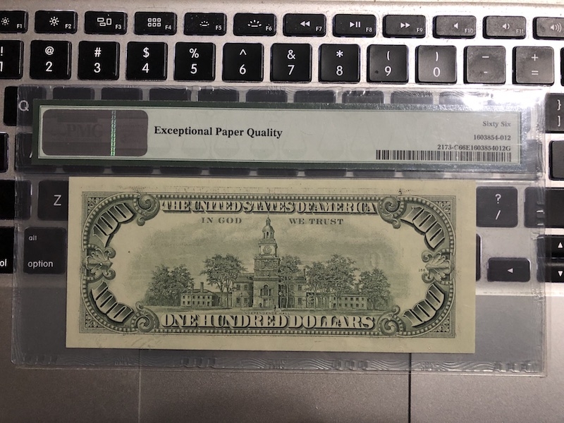 收藏联盟第七十五期拍卖 美国1990年100美元 PMG66E