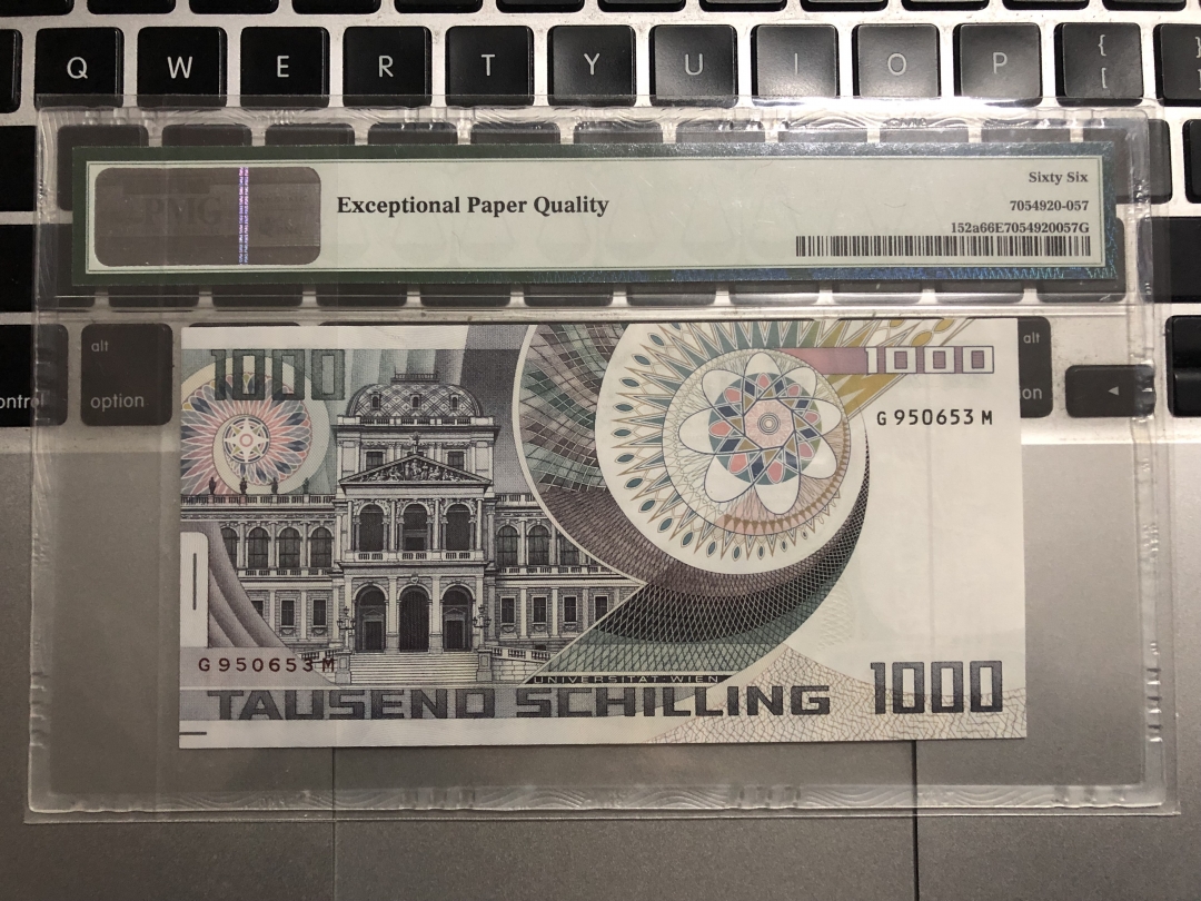收藏联盟第七十五期拍卖 奥地利1983年1000先令 薛定谔 PMG66E