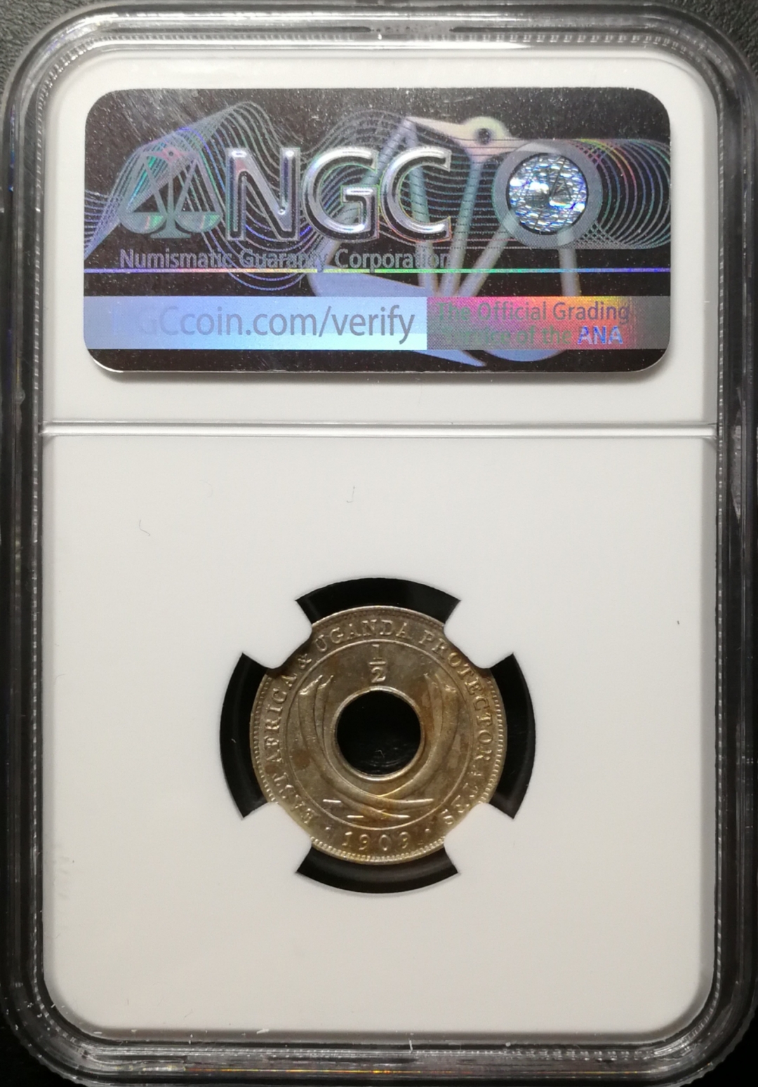 凡希社世界钱币微拍第七十五期 1909东非爱七1/2分NGC-MS62