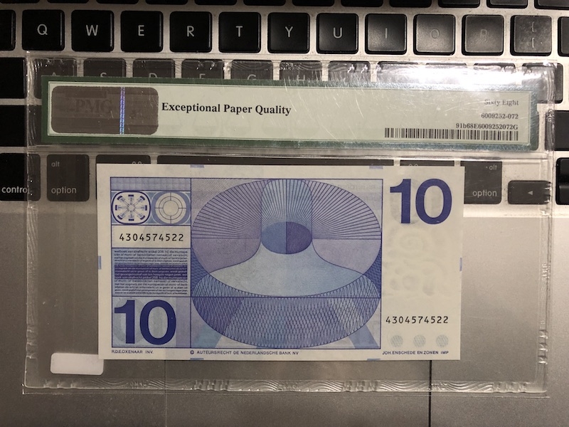 收藏联盟第七十五期拍卖 荷兰1968年人像版10盾 高分PMG68E