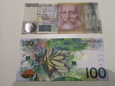 《外钞收藏家》第六十二期拍卖目录 - 达芬奇和蝴蝶测试钞  unc