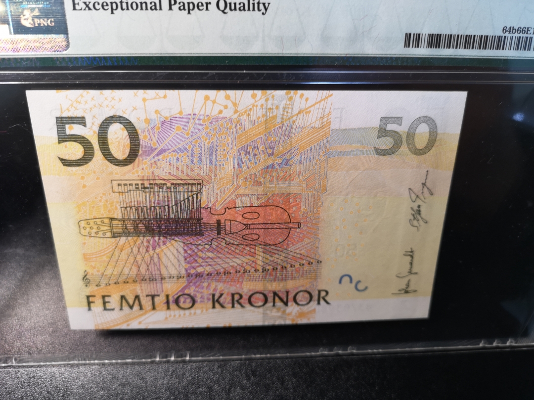 《外钞收藏家》第六十二期拍卖目录 瑞典2008年50克朗 pmg66夜莺