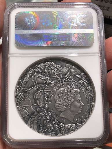 【随心拍】现代金银币拍卖第五期 NGC 首期 69分 纽埃仿古高浮雕  天启四骑士之白马，2盎司银币
