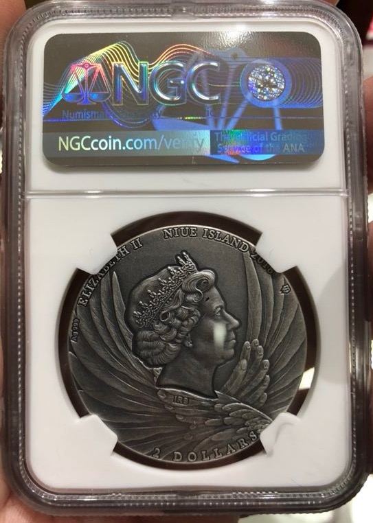 【随心拍】现代金银币拍卖第五期 Ngc首期70分，仿古高浮雕1盎司银币，天空猎手，菲律宾鹰，镶嵌施华洛世奇水晶