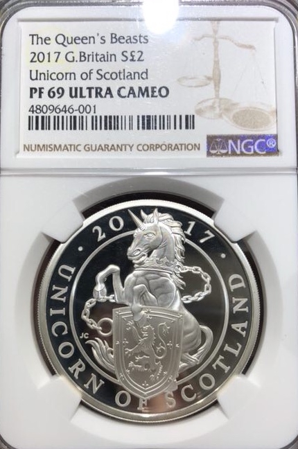【随心拍】现代金银币拍卖第五期 【英国】女王的神兽系列独角兽ngc69