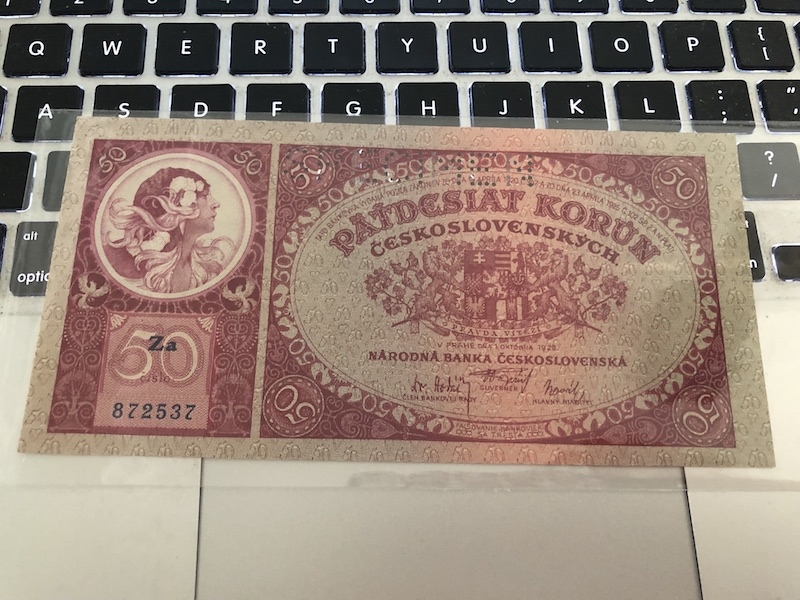 收藏联盟第七十六期拍卖 捷克斯洛伐克1929年50克朗样钞 UNC-