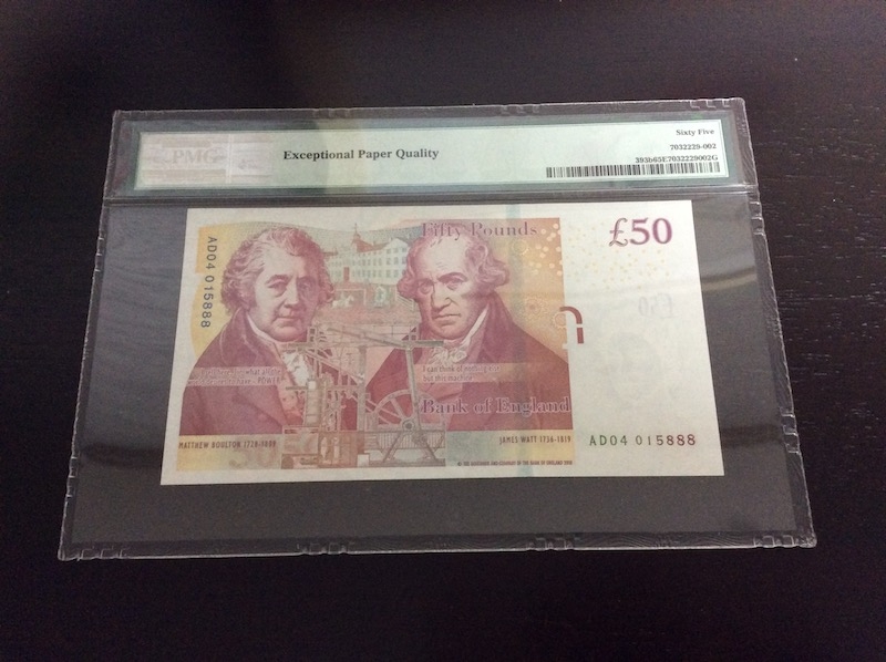 收藏联盟第七十六期拍卖 英国2011年50镑 PMG65E 豹子888尾靓号