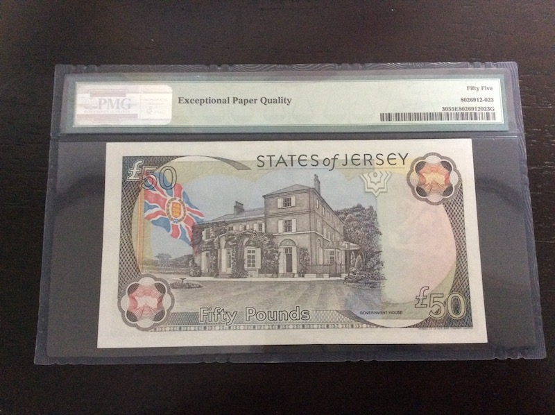 收藏联盟第七十六期拍卖 泽西2000年50镑 PMG55E