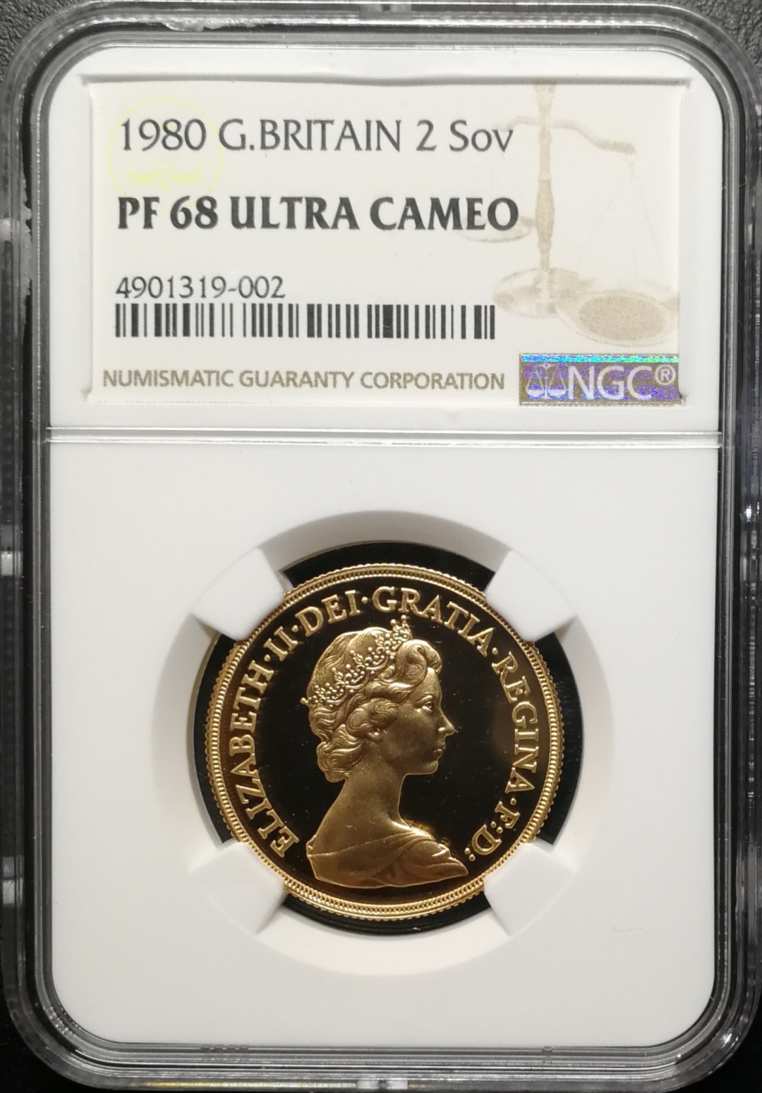 凡希社世界钱币微拍第七十六期 1980英国2索维林金NGC-PF68UC