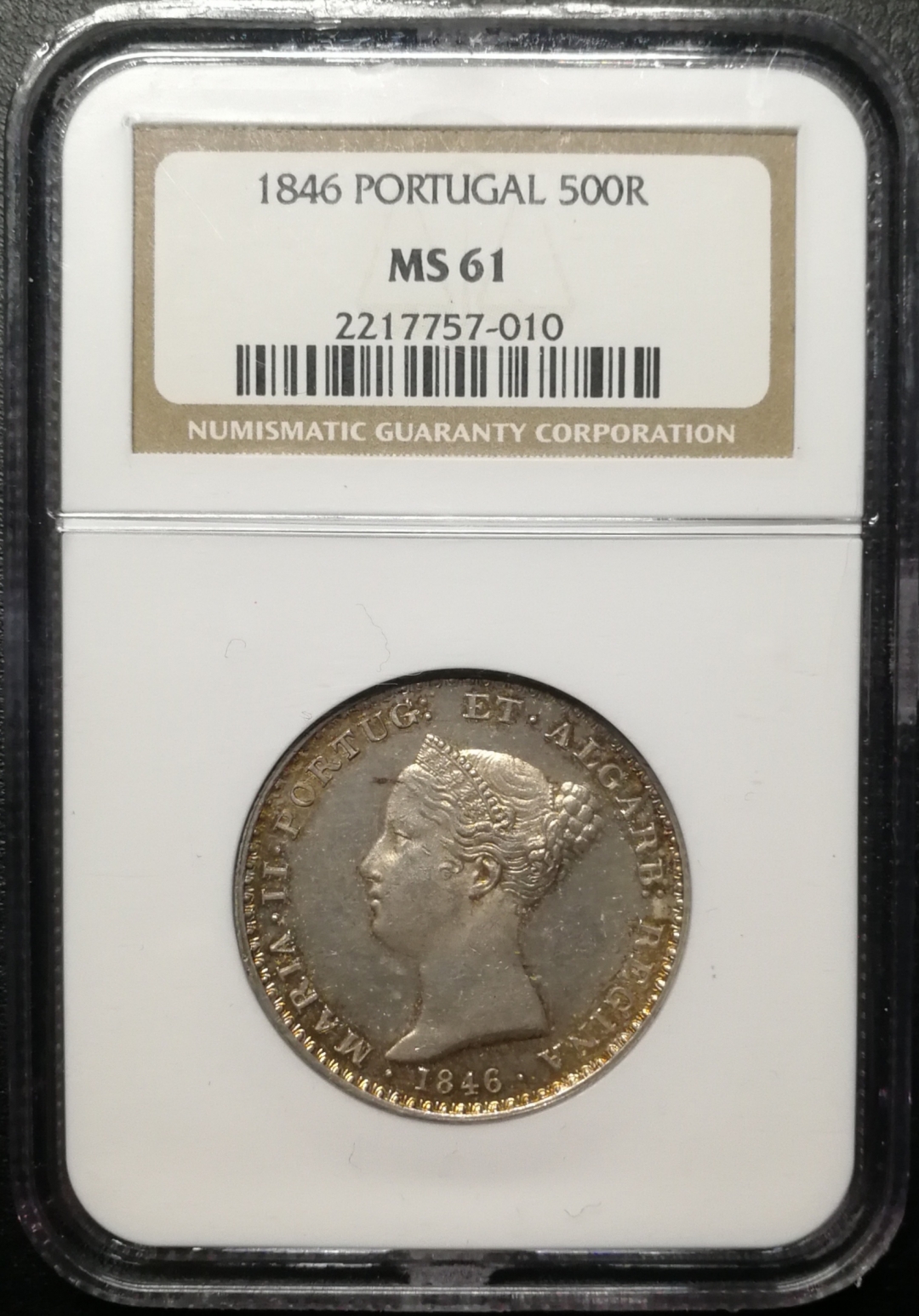 凡希社世界钱币微拍第七十六期 1846葡萄牙玛丽二世500REIS NGC-MS61