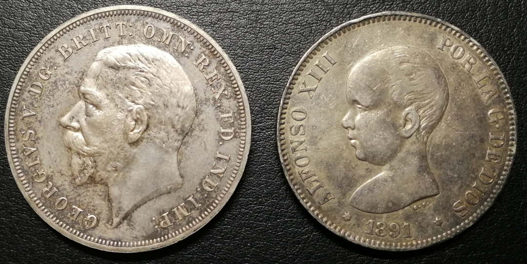 凡希社世界钱币微拍第七十六期 英国木马马剑西班牙小毛头一对