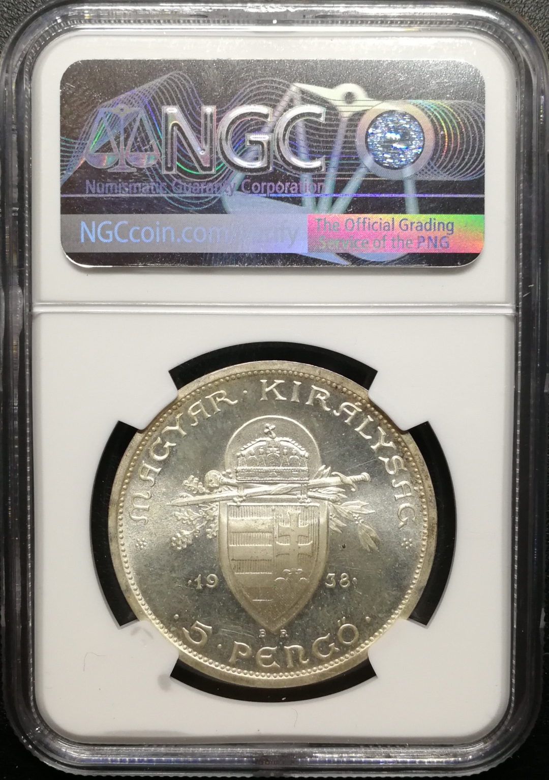 凡希社世界钱币微拍第七十六期 1938匈牙利5P大银NGC-PF66