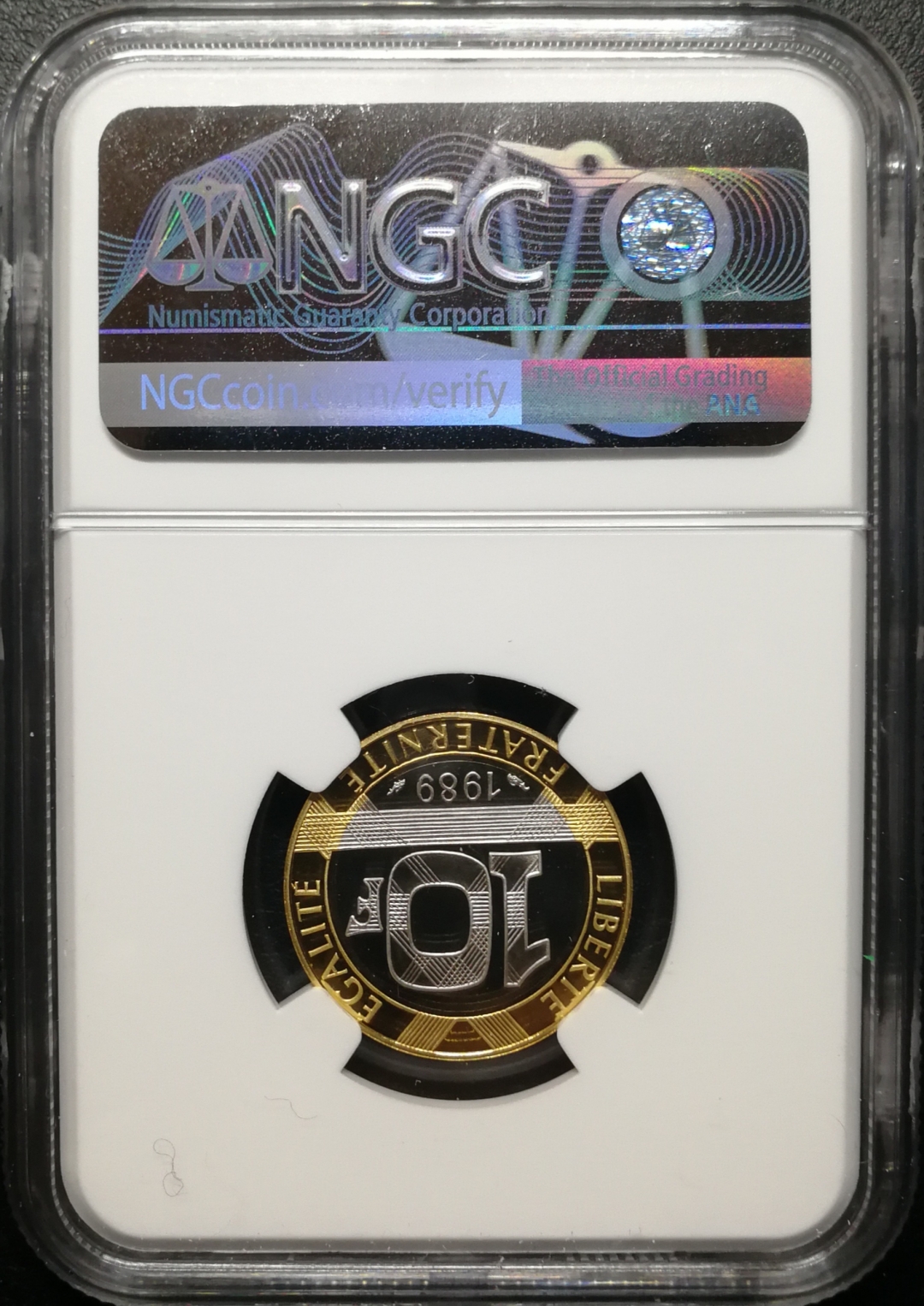 凡希社世界钱币微拍第七十六期 稀!1989孟德斯鸠双金属10法郎NGC-PF69UC