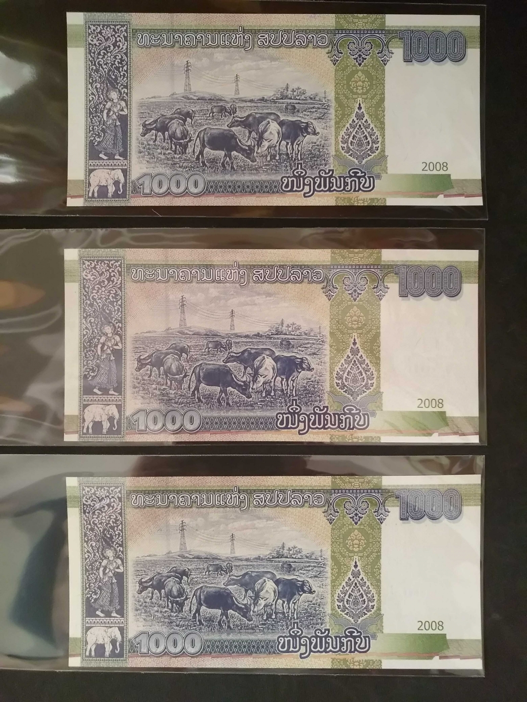 【鲸贝乐淘】第张号拍卖 【老挝】2008年侵权销毁版，三张一套，UNC 