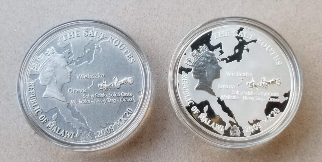【随心拍】现代金银币拍卖第七期 马拉维2009年盐业之路矿盐实体镶嵌银币两枚
