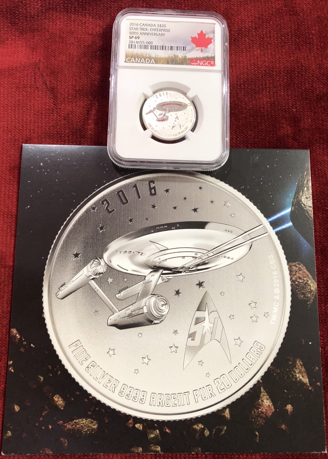 【随心拍】现代金银币拍卖第八期 NGC69分 加拿大2016 20FOR20 星际迷航50周年企业号星舰