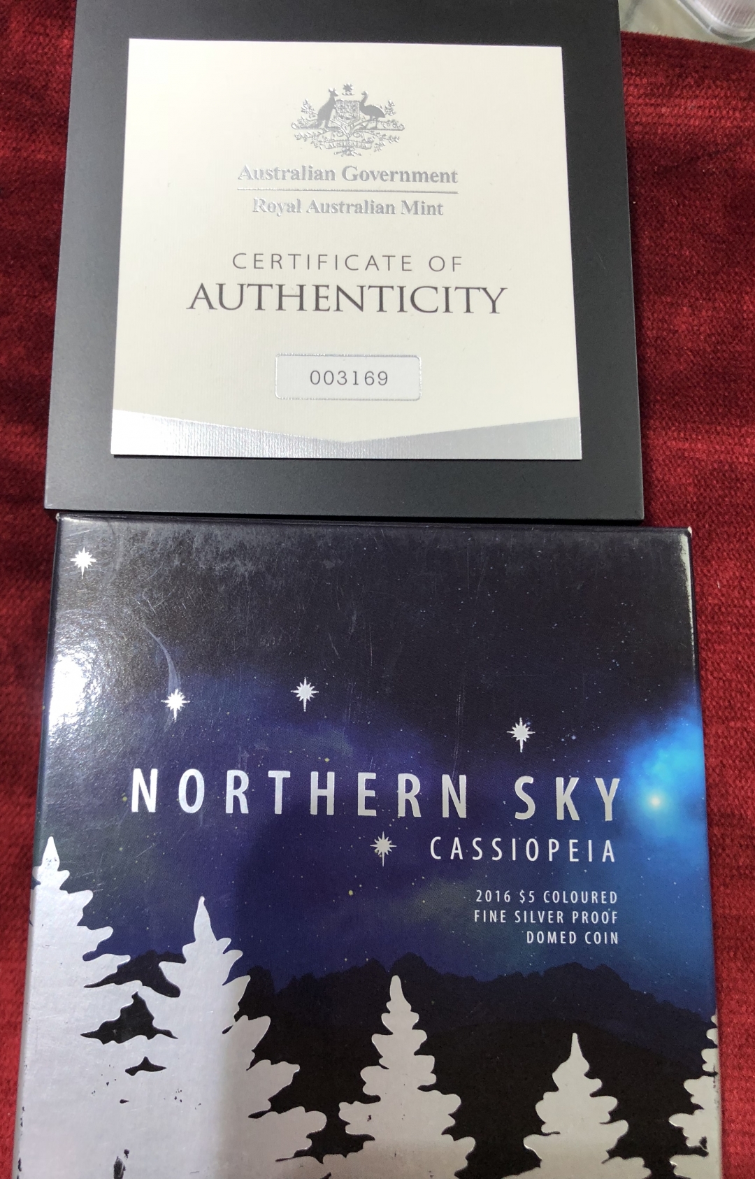 【随心拍】现代金银币拍卖第八期 NGC69分获奖币 澳大利亚2016年北天星空仙后座曲面彩色银币
