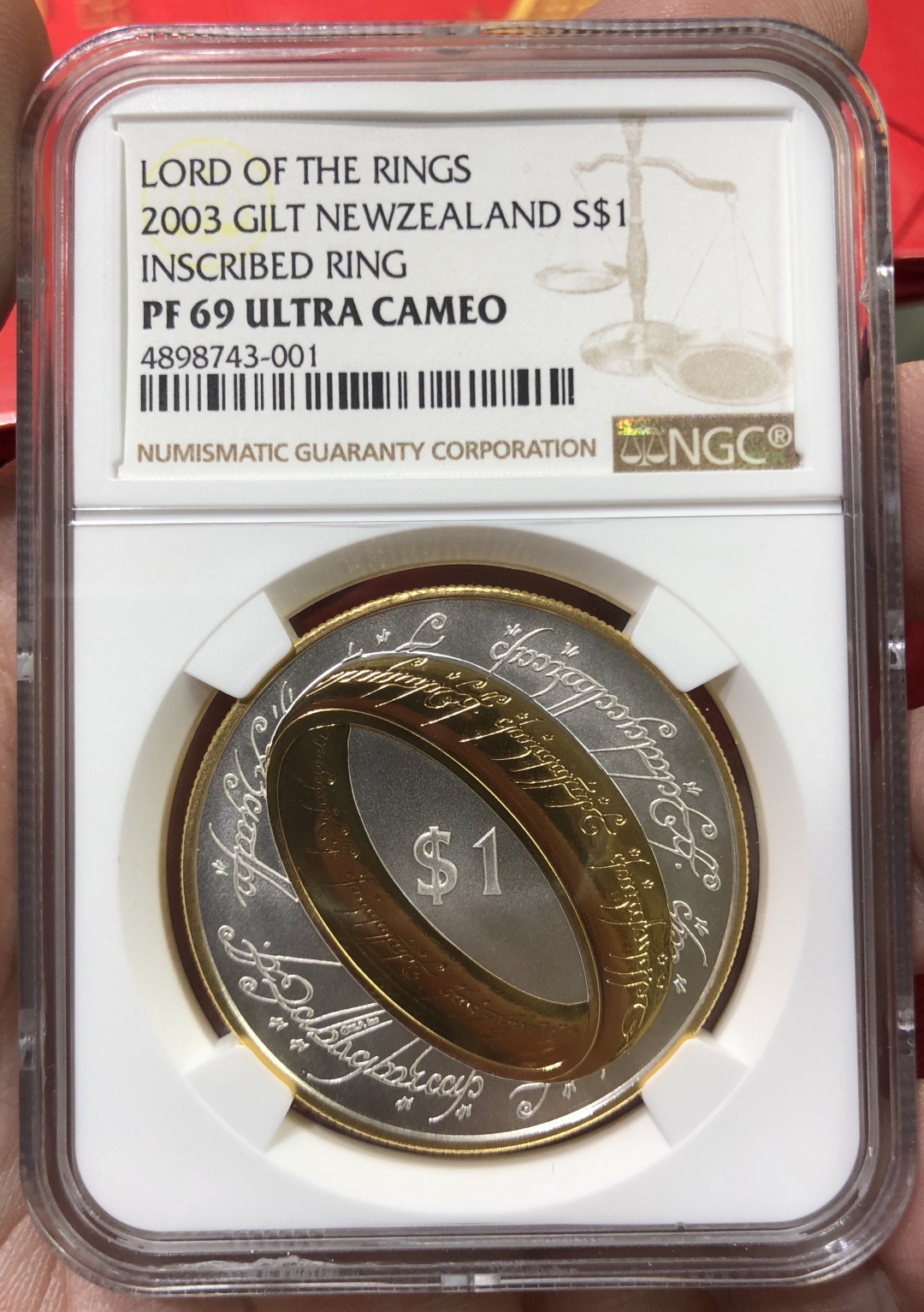【随心拍】现代金银币拍卖第八期 获奖币新西兰2003年指环王镀金精制银币NGC-PF69 