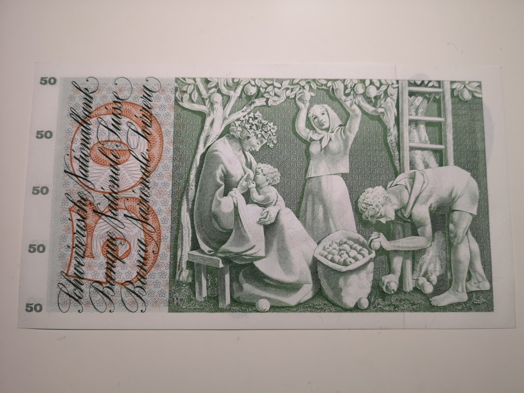 《外钞收藏家》第六十三期拍卖 瑞士1974年50法郎 苹果园 全新品相