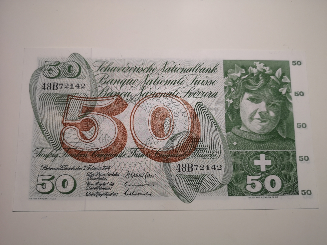 《外钞收藏家》第六十三期拍卖 瑞士1974年50法郎 苹果园 全新品相