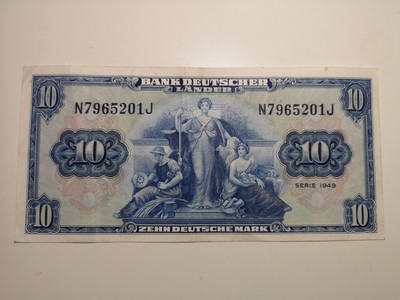 《外钞收藏家》第六十三期拍卖 - 西德联邦中央银行 1949年10马克  品相如图