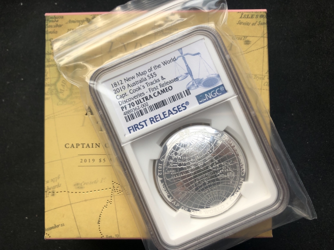 【随心拍】现代金银币拍卖第八期 2019澳大利亚地图弧形银币【蓝标ngc70】