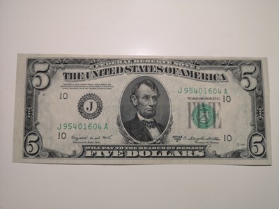 《外钞收藏家》第六十三期拍卖 - 1950年小头5美元 品相如图