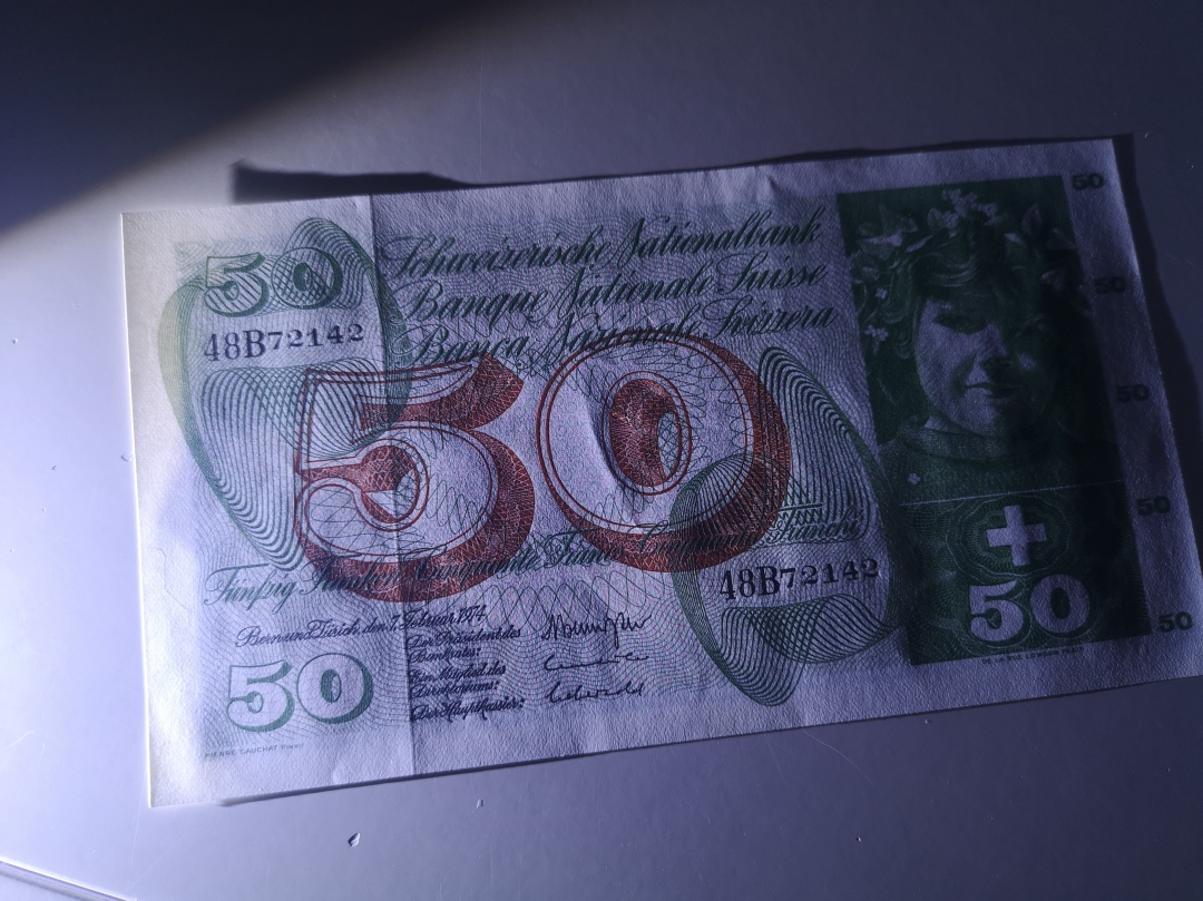 《外钞收藏家》第六十三期拍卖 瑞士1974年50法郎 苹果园 全新品相