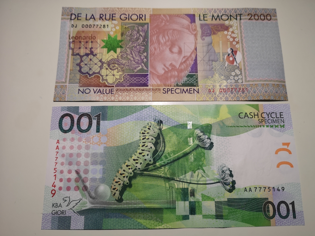 《外钞收藏家》第六十三期拍卖 测试钞两张  全新unc 