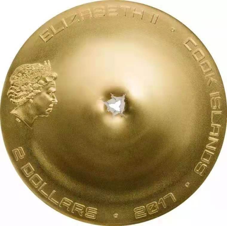 【随心拍】现代金银币拍卖第九期 库克2017年马里蒂姆布克图Chergach陨石实体镶嵌镂空银币