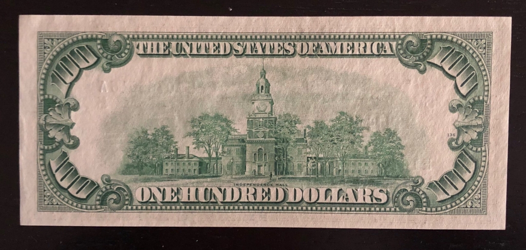 收藏联盟第七十八期拍卖 美国1950年100美元联邦储备券 UNC