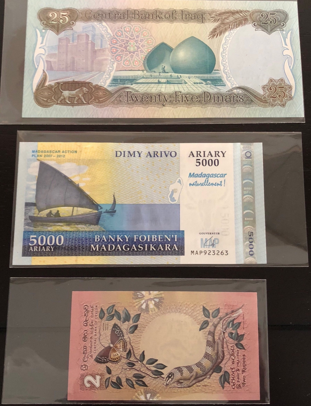 收藏联盟第七十八期拍卖 锡兰1张，马达加斯加1张，伊拉克1张 UNC