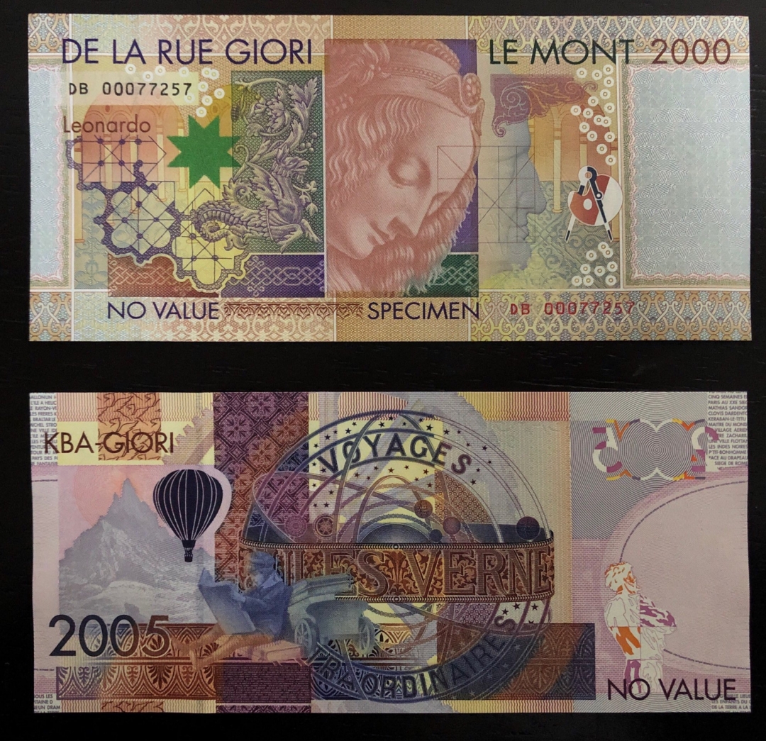 收藏联盟第七十八期拍卖 德拉罗 KBA 测试钞 达芬奇和维尔纳 UNC
