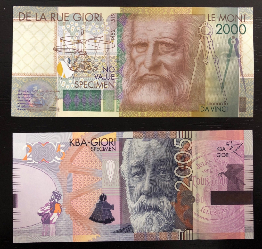 收藏联盟第七十八期拍卖 德拉罗 KBA 测试钞 达芬奇和维尔纳 UNC