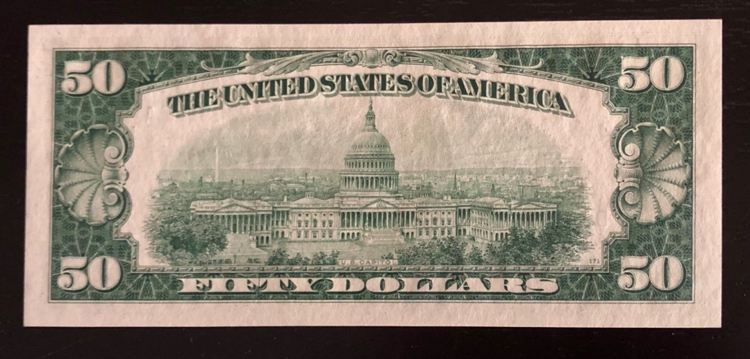 收藏联盟第七十八期拍卖 美国1950年50元联邦储备券 UNC