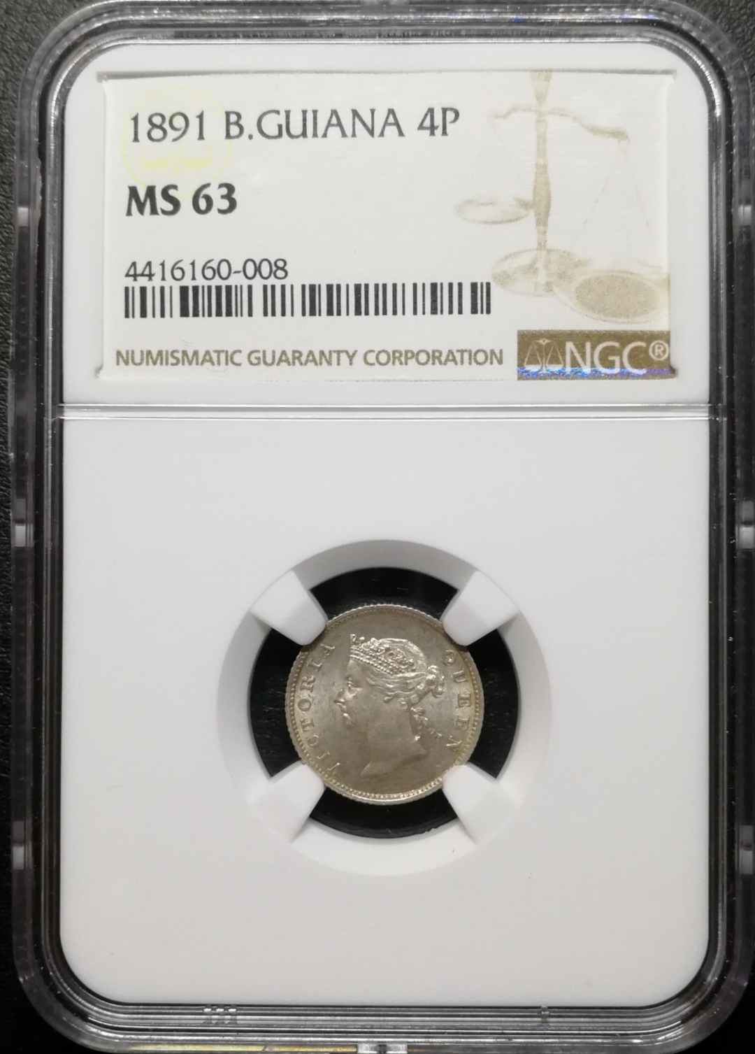 凡希社世界钱币微拍第七十八期 1891英属圭亚那4便士NGC-MS63