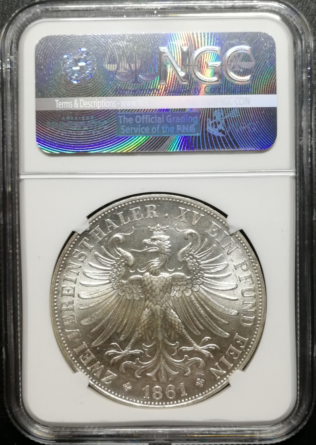 凡希社世界钱币微拍第七十八期 1861德国法兰克福少女2泰勒NGC-MS63