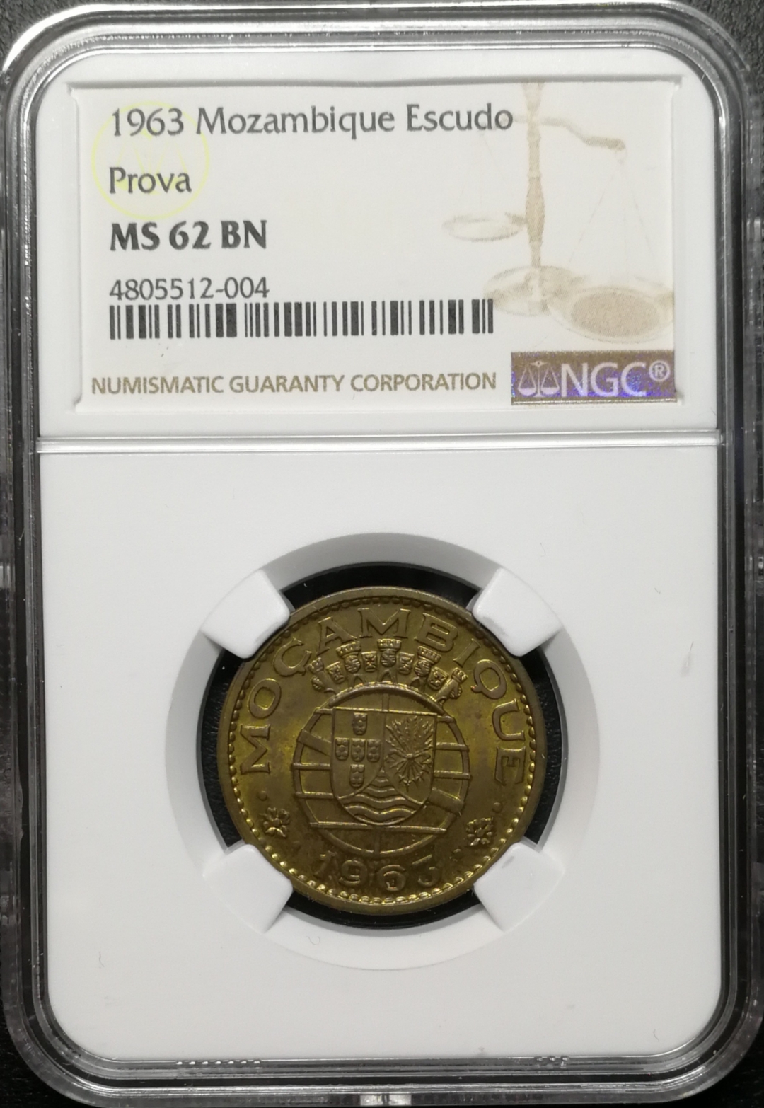 凡希社世界钱币微拍第七十八期 1963莫桑比克黄铜样币NGC-MS62