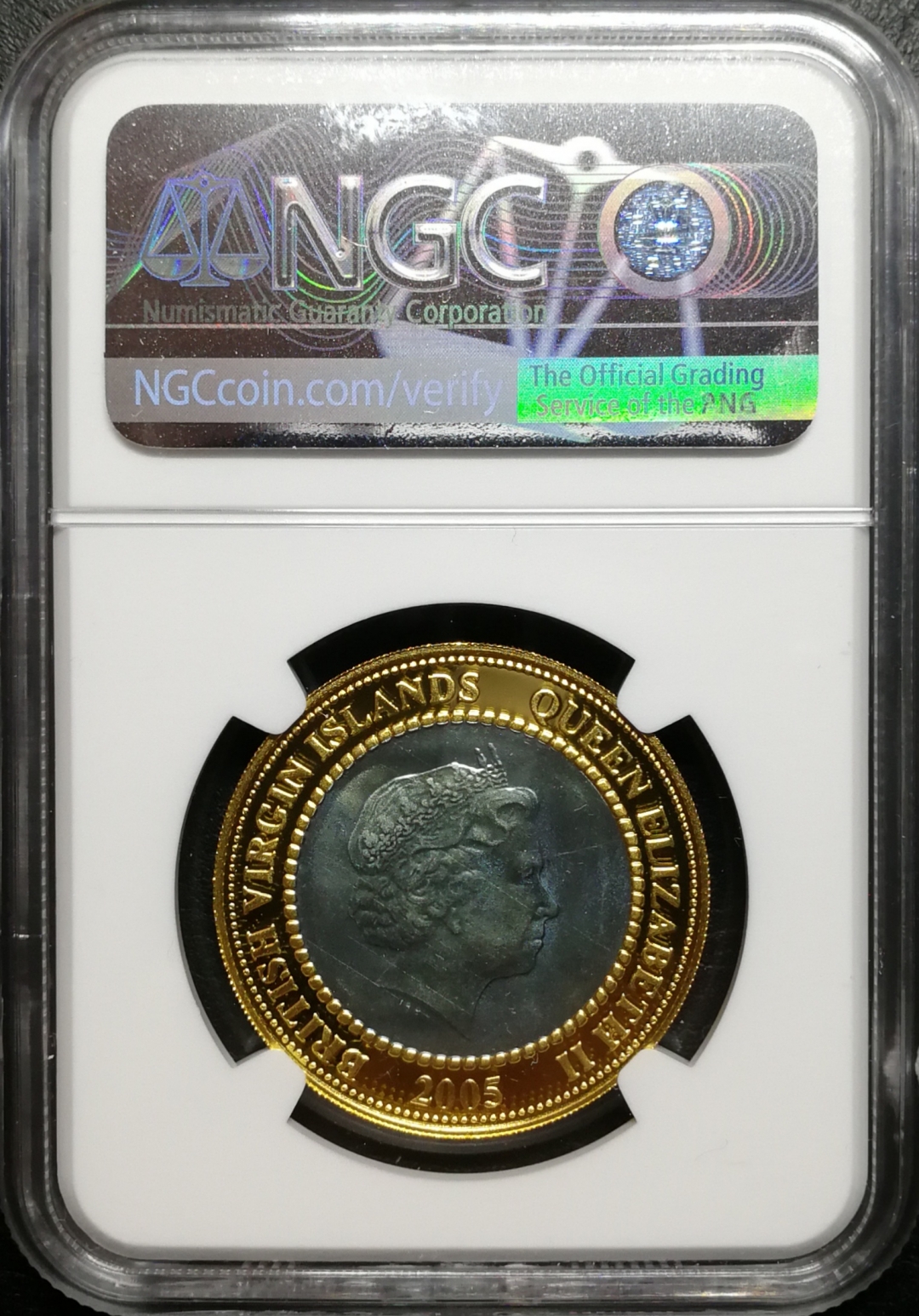 凡希社世界钱币微拍第七十八期 2005英属维尔京金鈦镶嵌币NGC-MS66
