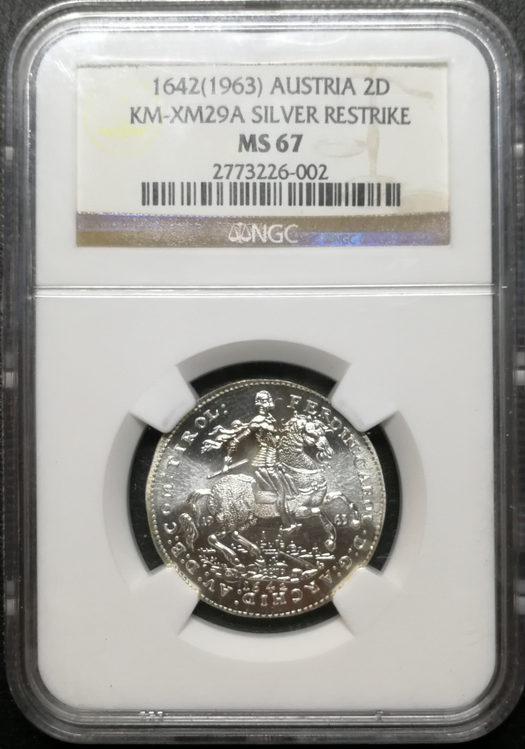 凡希社世界钱币微拍第七十八期 1962奥地利2D后铸银币NGC-MS67