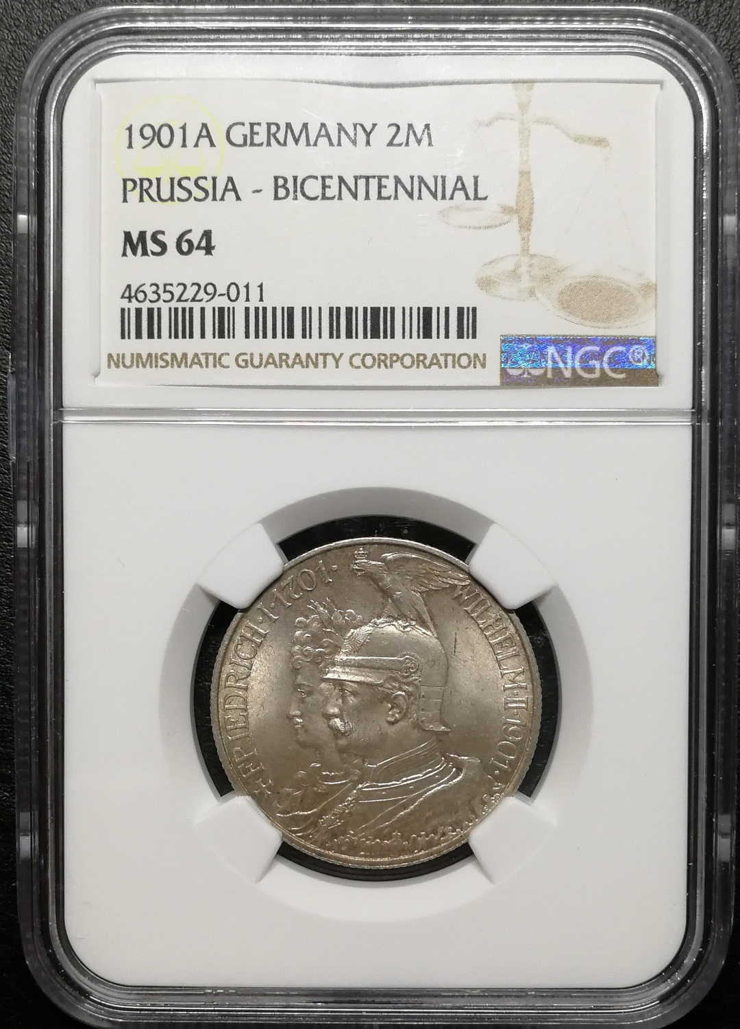 凡希社世界钱币微拍第七十八期 1901普鲁士2马克NGC-MS64