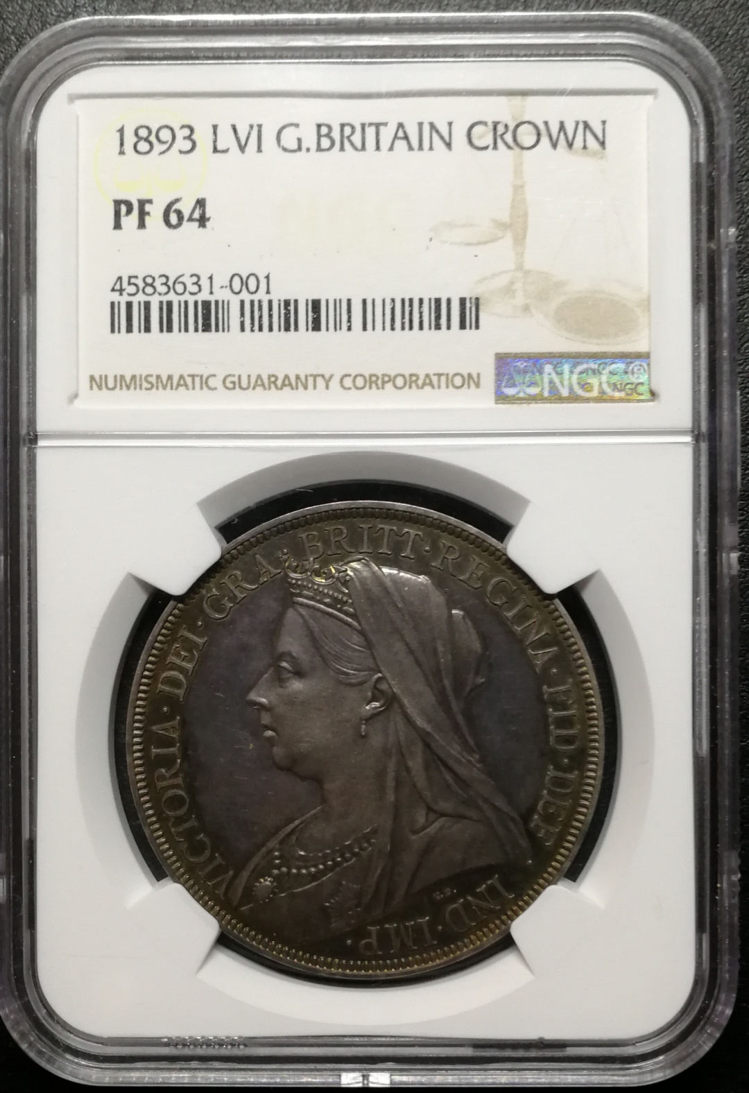 凡希社世界钱币微拍第七十八期 1893维多利亚批纱马剑精铸NGC-PF64