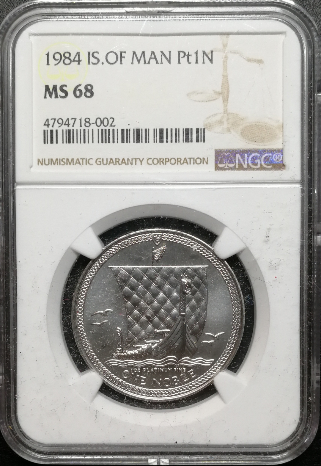 凡希社世界钱币微拍第七十八期 1984马恩岛维京帆船NGC-MS68白金一盎司