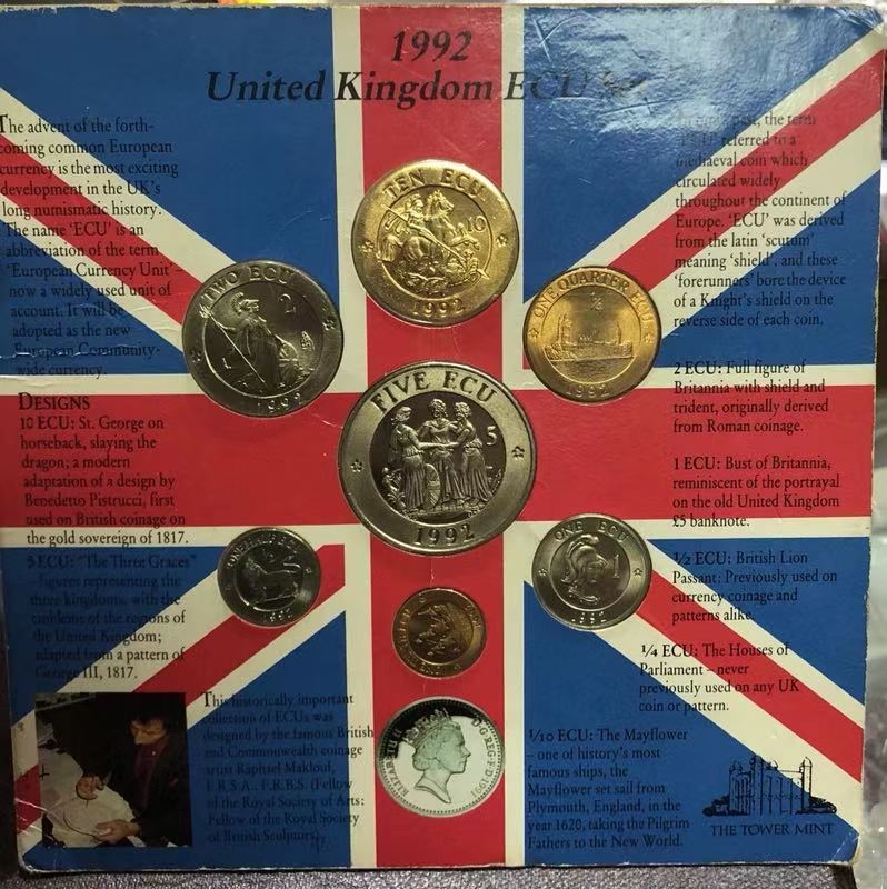【随心拍】现代金银币拍卖第十期 英国1992年埃居铜镍币一套，著名三女神图案