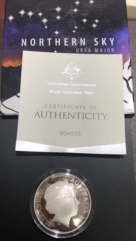 【随心拍】现代金银币拍卖第十期 澳大利亚北星空第二枚大熊座弧形彩色银币