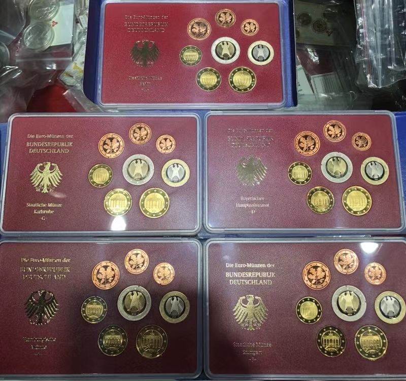 【随心拍】现代金银币拍卖第十期 德国2003年欧元精制套币，五个造币厂全套
