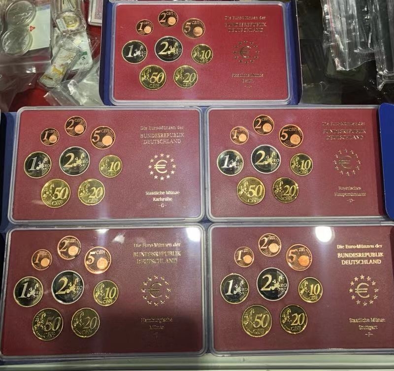 【随心拍】现代金银币拍卖第十期 德国2003年欧元精制套币，五个造币厂全套