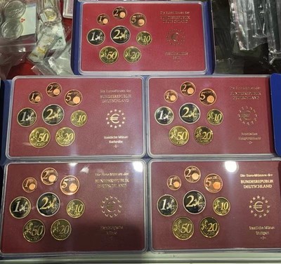 【随心拍】现代金银币拍卖第十期 - 德国2003年欧元精制套币，五个造币厂全套